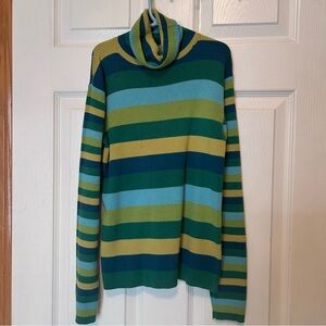 Relativity Colorful Striped Turtleneck Sweater